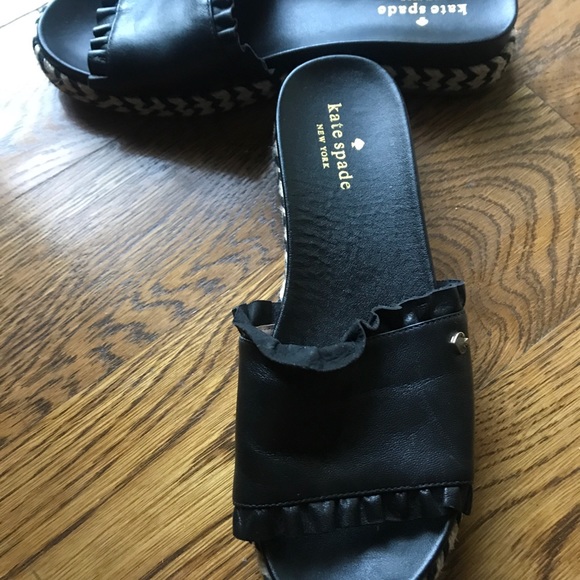 Kate Spade Zahara black espadrille slides size 6.5 - Picture 9 of 11